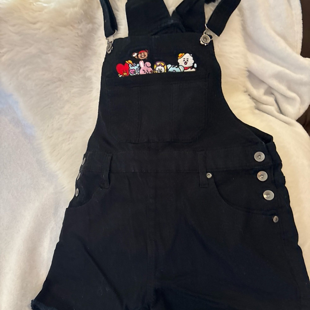 Kids Black Character Overalls